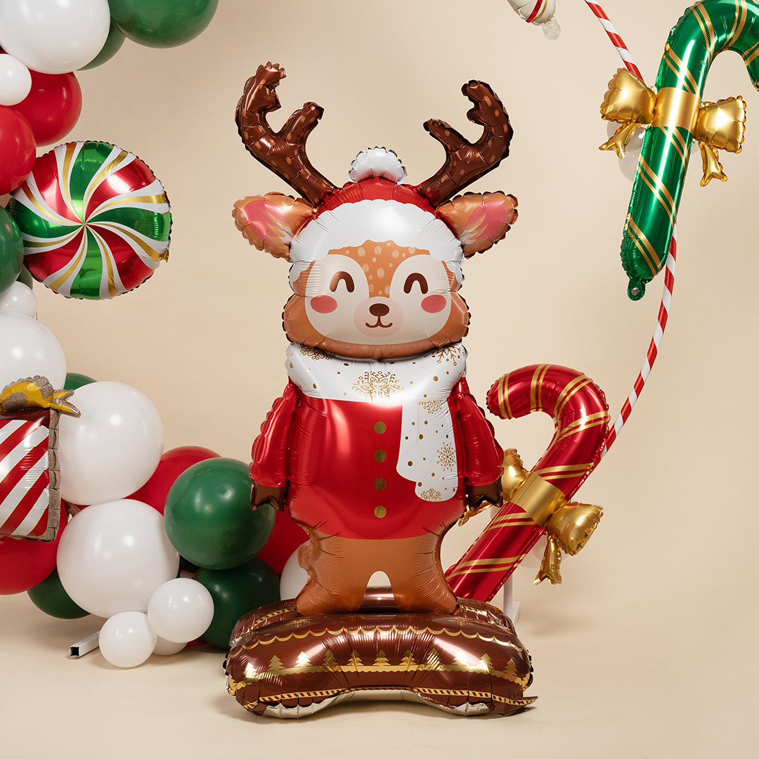 Шар 3D (59''/150 см) Фигура на подставке, Новогодний олень, 1 шт.