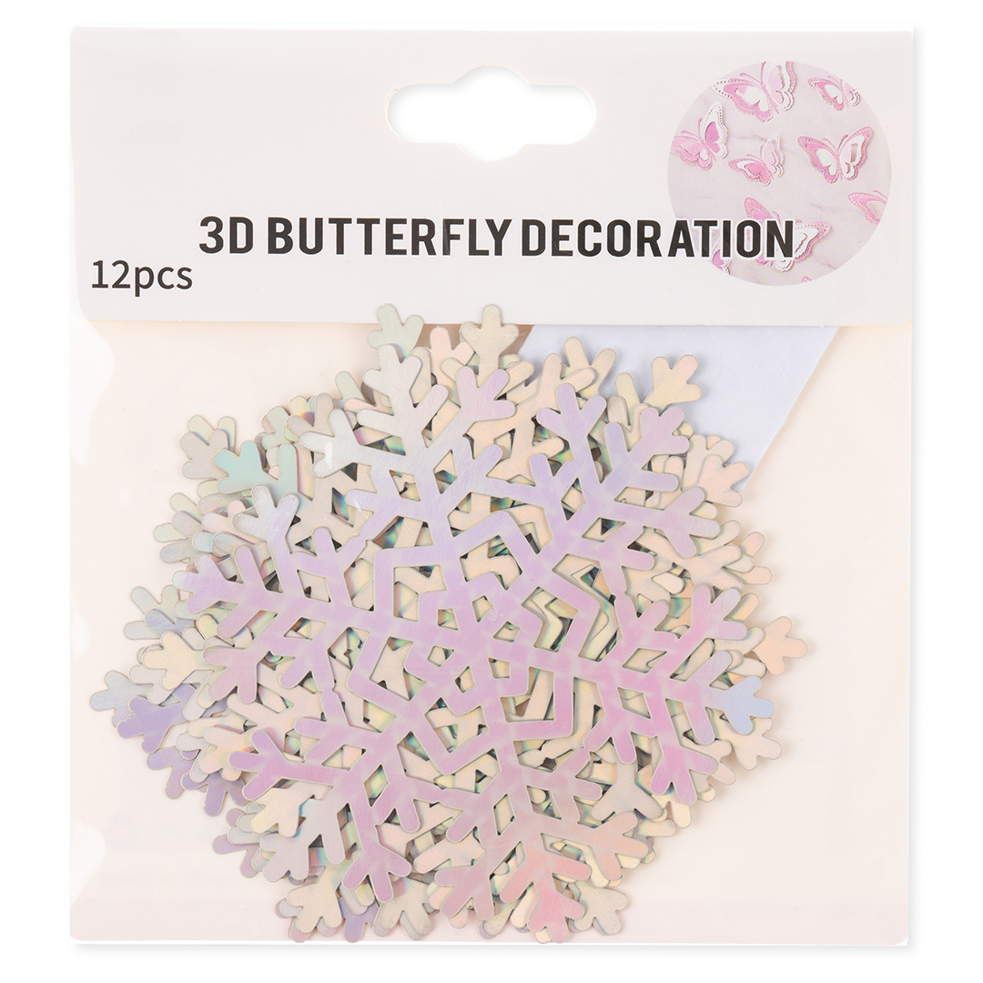 Декоративное украшение Снежинки Искринки, 9 см, Серебро, Металлик, 8 шт.