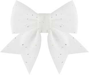 Декоративный бант Праздничный, Белый, с блестками, 12*15 см, 2 шт. в упак. 