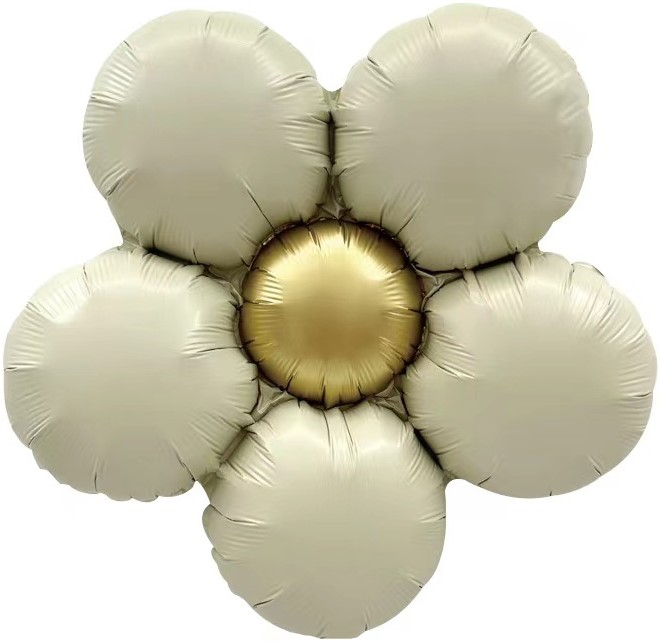 Шар (18''/46 см) Цветок, Ромашка (надув воздухом), Кремовый, Сатин, 1 шт. в уп.