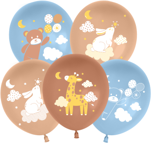 Шар (12''/30 см) Любимые зверята, Ассорти, пастель ретро, 2 ст, 25 шт.