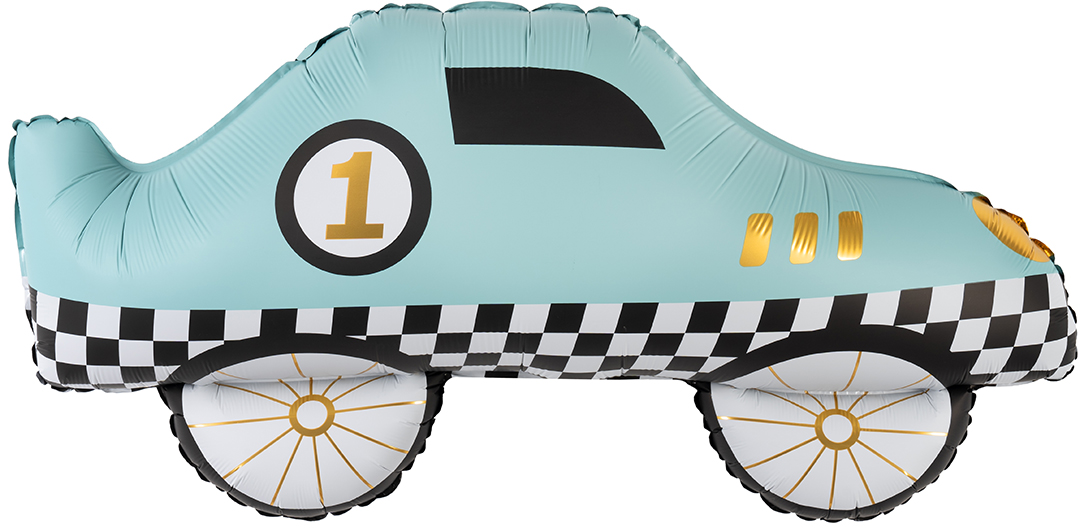 Шар (30''/76 см) Фигура, Гоночная машинка, Голубой, Сатин, 1 шт.