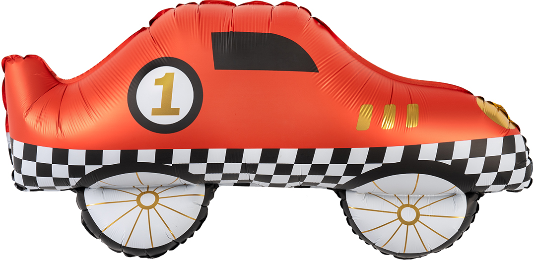 Шар (30''/76 см) Фигура, Гоночная машинка, Красный, Сатин, 1 шт.