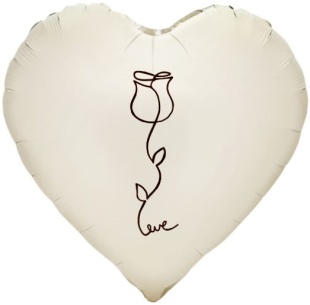 Шар (18''/46 см) Сердце, Роза, Кремовый, Сатин, 1 шт. в уп.