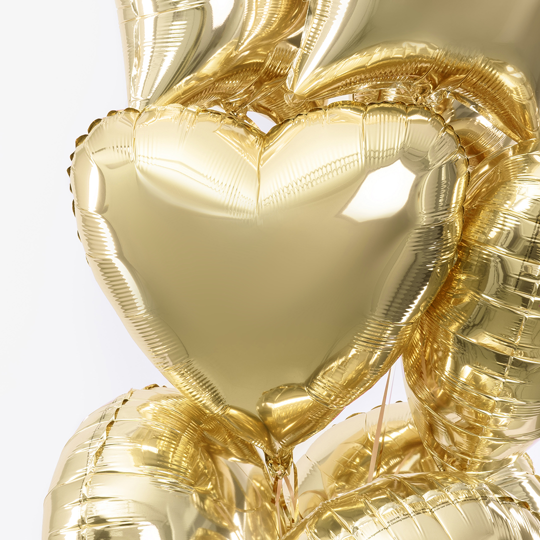 Шар (18''/46 см) Сердце, Светлое золото, 1 шт.