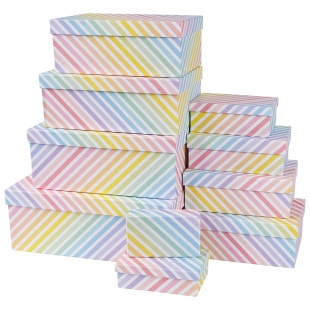 Набор коробок Радужные полоски, 33*20*13 см, 10 шт. в упак. 