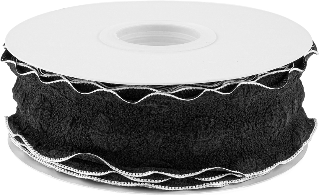 Лента тканевая (4 см*9,14 м) Элегантная волна, Черный/Белый, 1 шт.