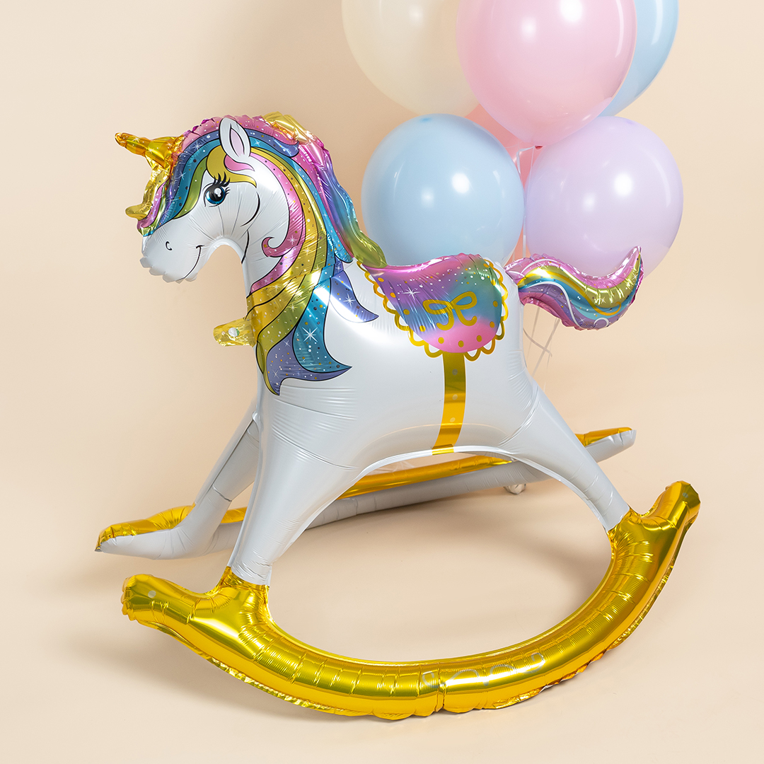 Шар (43''/109 см) Фигура 3D, Единорог Качалка, 1 шт.