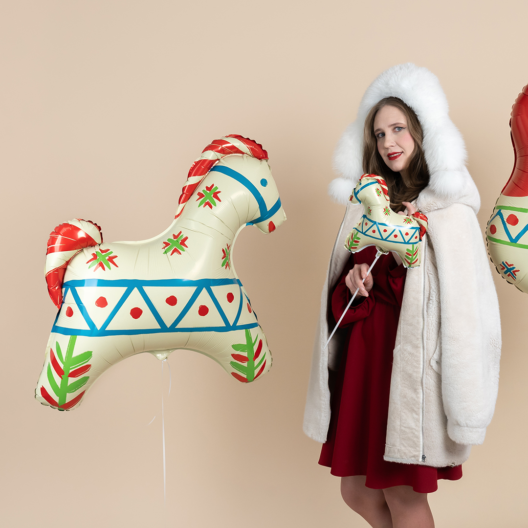 Шар (32''/81 см) Фигура, Лошадка Русский узор, 1 шт. в уп.