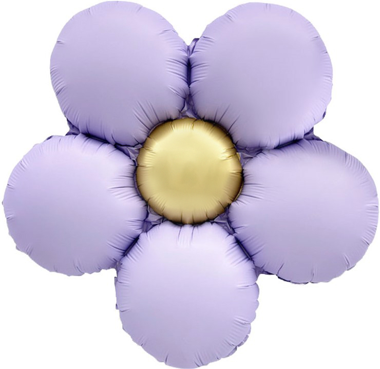 Шар (18''/46 см) Цветок, Ромашка (надув воздухом), Сиреневый, Сатин, 1 шт.