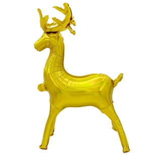 Шар (35''/89 см) Фигура 3D, Олень, Золото, Голография, 1 шт. в уп.