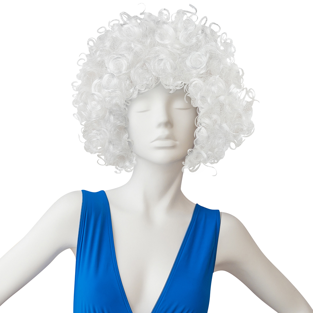 Парик карнавальный, 120 гр, Кудряшки, Белый, 1 шт. в упак. 