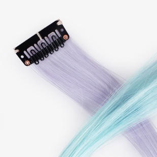 Цветная прядь для волос, Флуоресцентная двухцветная, 5 гр., Сиреневый/Голубой, Флуор, 50*3,2 см, 1 ш