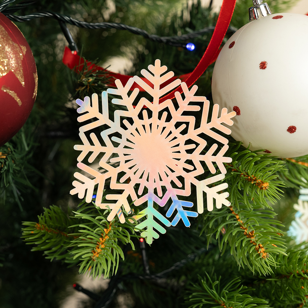 Декоративное украшение Волшебные снежинки, 9 см, Серебро, Голография, 8 шт.