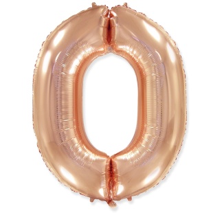 Шар (40''/102 см) Цифра, 0, Розовое Золото, 1 шт. в уп.