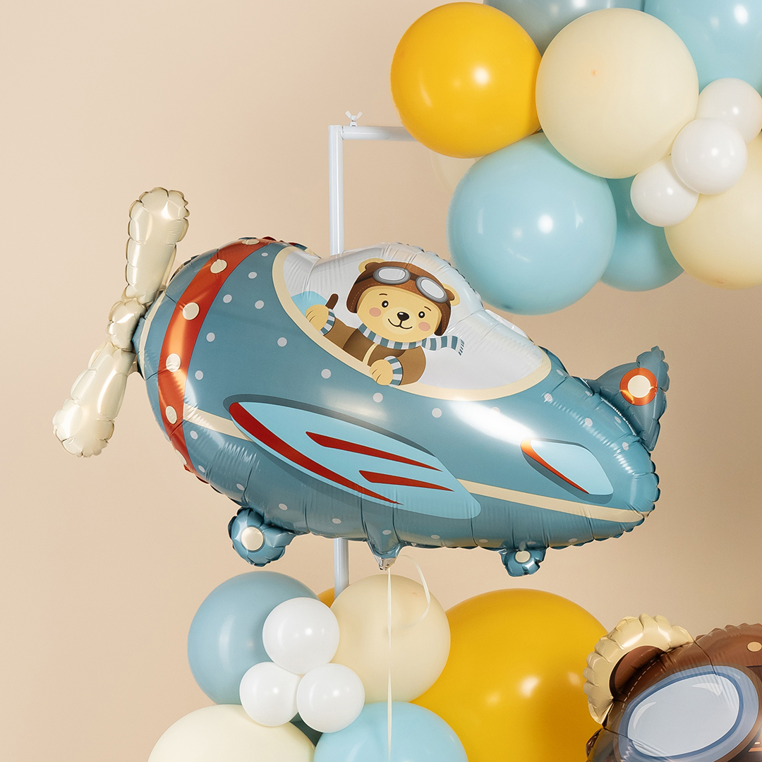 Шар (34''/86 см) Фигура, Самолет и мишка-пилот, 1 шт. в уп.