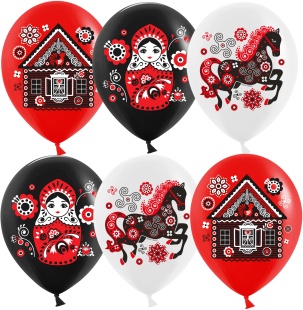 Шар (12''/30 см) Русские мотивы, Ассорти, пастель, 1 ст, 25 шт.