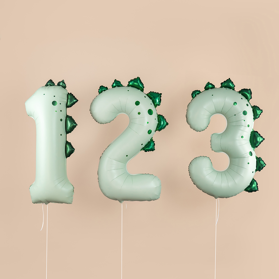 Шар (42''/107 см) Цифра, 1 Динозаврик, Зеленый, Сатин, 1 шт. в уп.