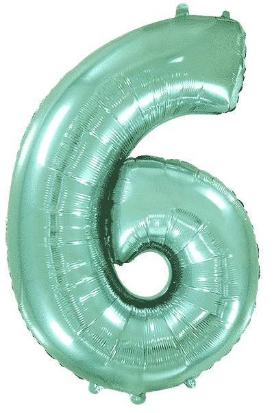 Шар (40''/102 см) Цифра, 6, Тиффани, 1 шт. в уп.