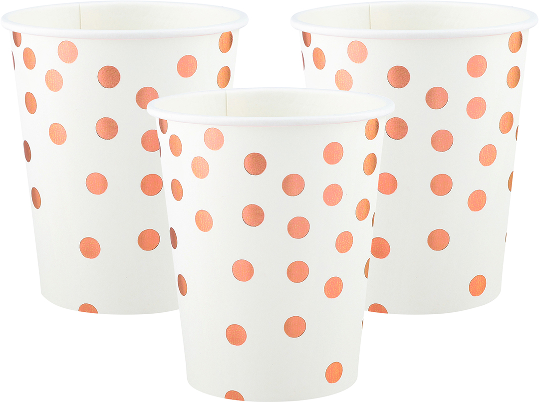 Стаканы (250 мл) Конфетти, Белый/Розовое золото, Металлик, 6 шт.