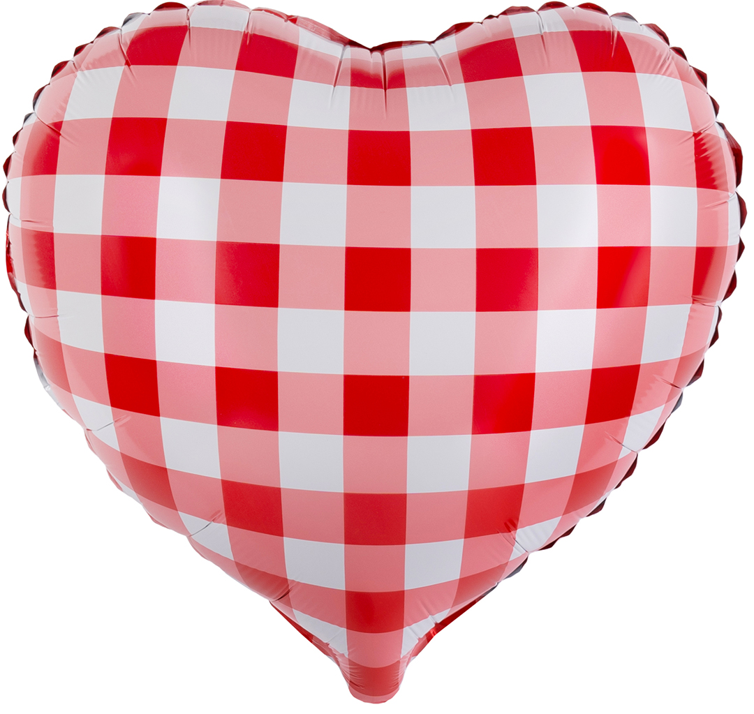 Шар (18''/46 см) Сердце, Клетка Виши, Красный, 1 шт.