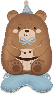 Шар 3D (24''/61 см) Фигура на подставке, Мишка в голубом колпачке, 1 шт.