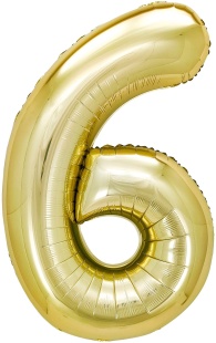 Шар (40''/102 см) Цифра, 6, Белое золото, Металлик, 1 шт. в уп.