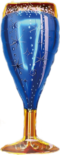 Шар (30''/76 см) Фигура, Бокал Шампанское, Сверкающие искры, Синий, 1 шт.