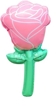 Шар с клапаном (17''/43 см) Мини-цветок, Роза, Розовый, 5 шт. в уп.