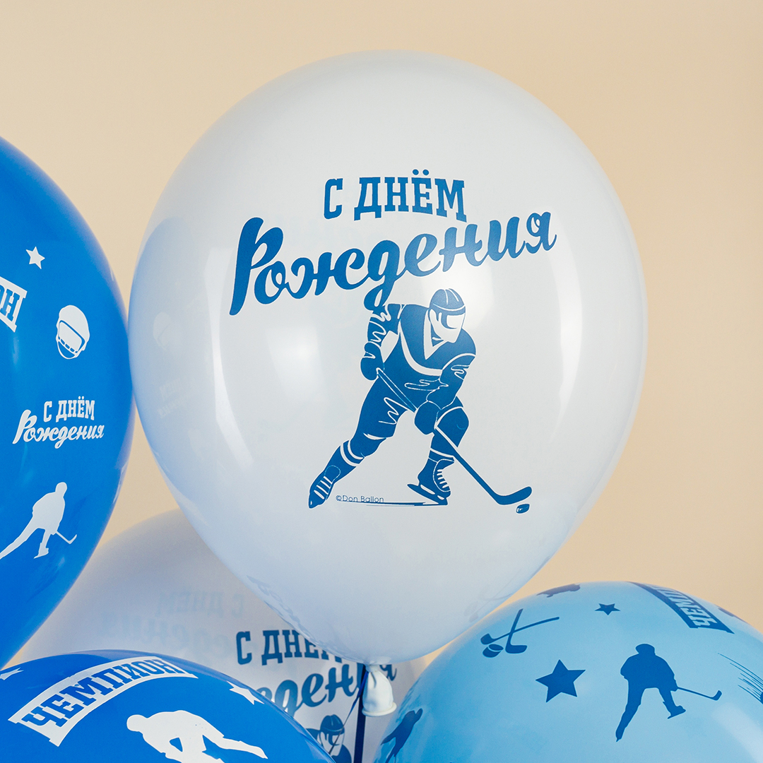 Шар (12''/30 см) Хоккей, Ассорти, пастель, 5 ст, 25 шт.