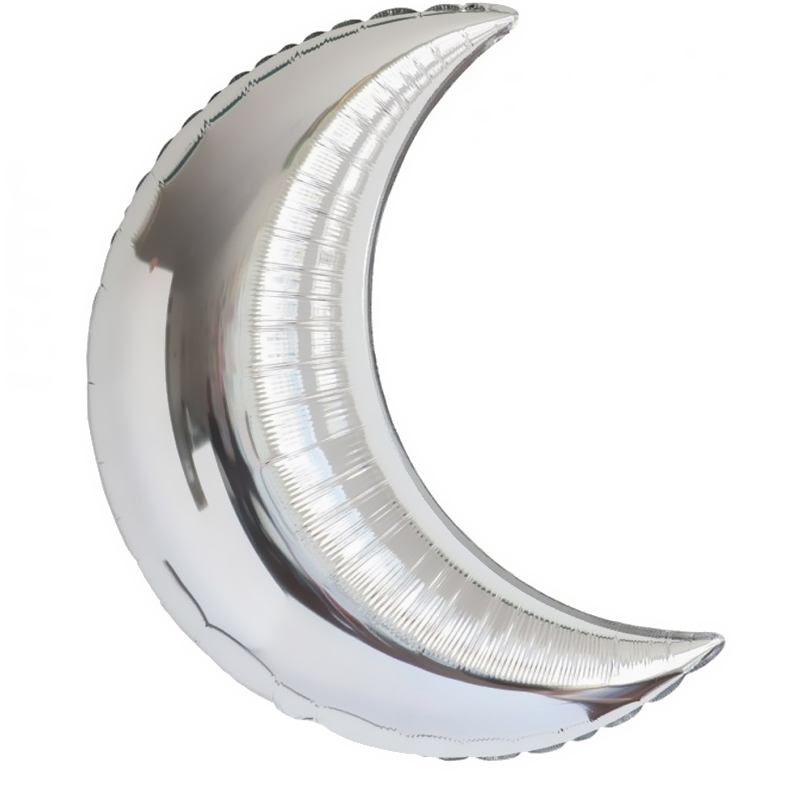 Шар (35''/89 см) Фигура, Полумесяц, Серебро, 1 шт.