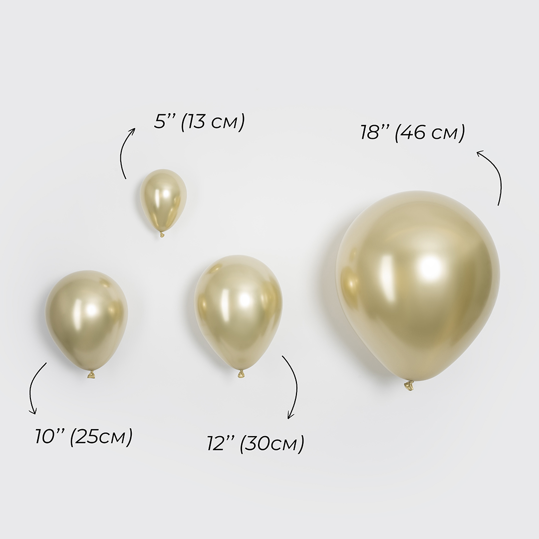 Шар (12''/30 см), Белое золото, хром, 50 шт.