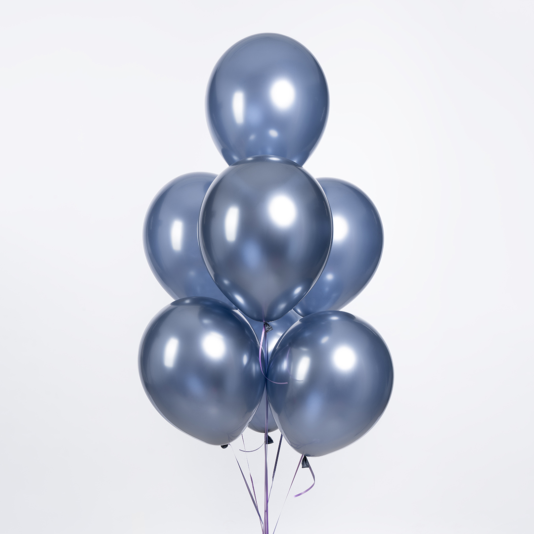 Шар (12''/30 см), Ретро, Полуночно-синий, хром, 50 шт.