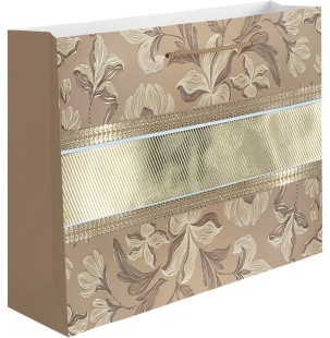 Пакет подарочный, 210гр, Цветочная эстетика, Дизайн №4, Металлик, 26*32*10 см, 1 шт.