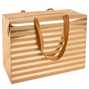 Пакет-коробка, Крафт 230гр, Роскошь золота, Дизайн №4, Металлик, 20*27*13 см, 1 шт.