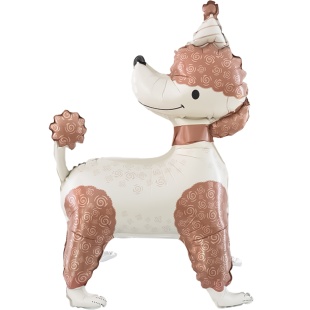 Шар 3D (33''/84 см) Пудель в колпачке, Коричневый, 1 шт. в уп.