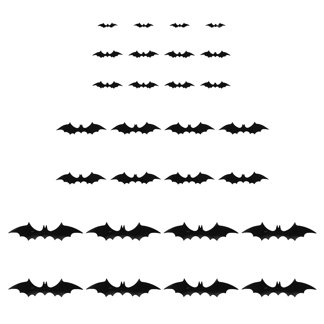 Наклейки Летучая мышь, Черный, 28 шт.
