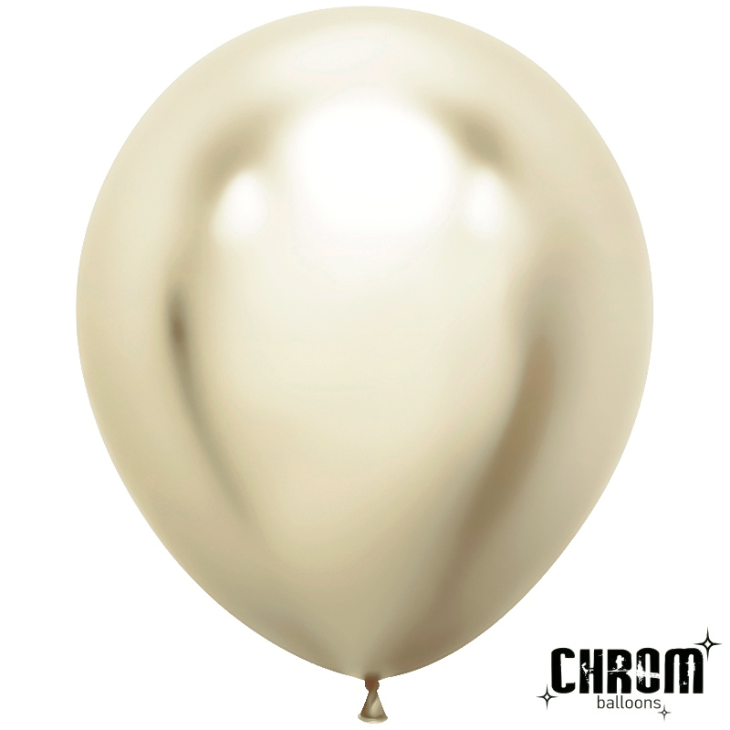 Шар (18''/46 см), Белое золото, хром, 10 шт.