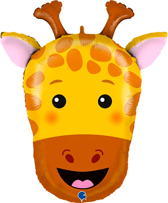 Шар (14''/36 см) Мини-фигура, Голова, Жираф, 1 шт.