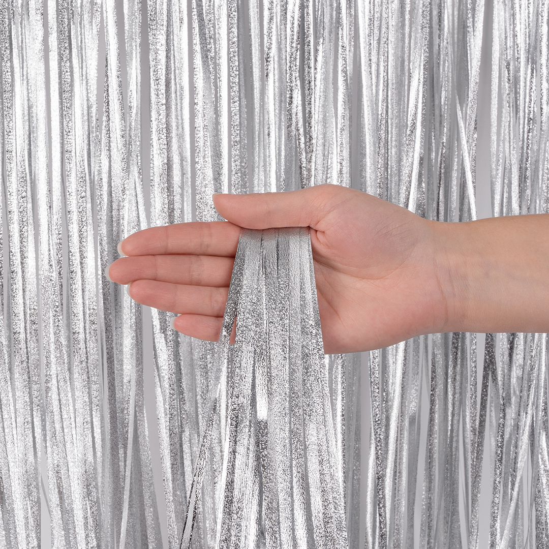 Занавес Дождик Фактурный, Серебро, 100*200 см, 1 шт.
