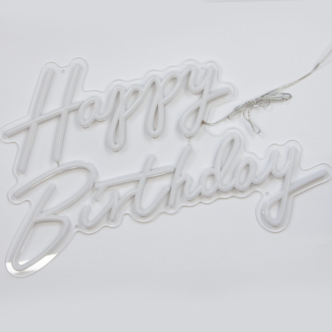 Световая надпись на подложке Happy Birthday, 35*57 см. Белый, 1 шт.