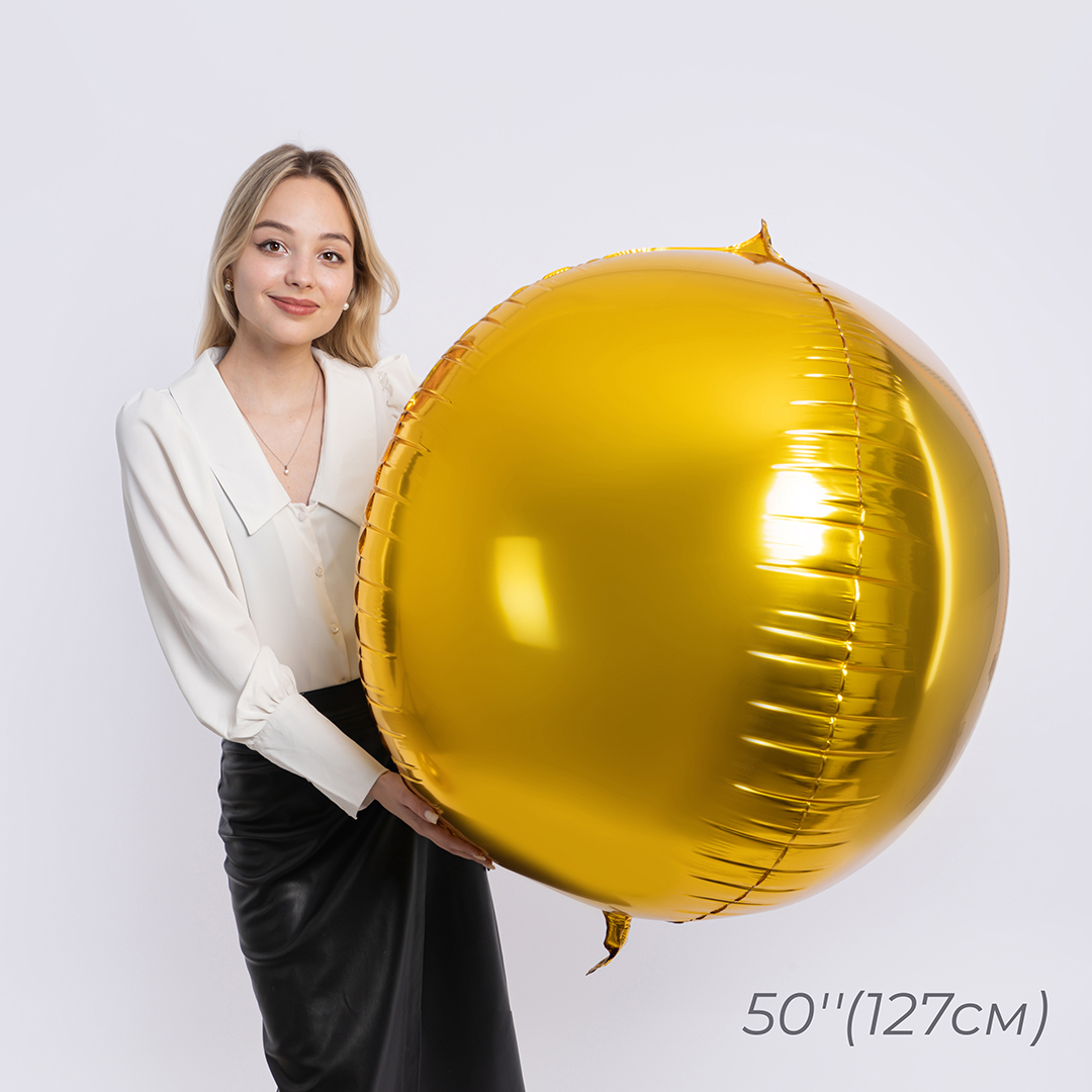 Шар 3D (50''/127 см) Сфера, Золото, 1 шт.