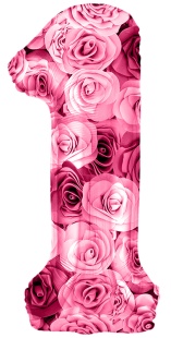 Шар (34''/86 см) Цифра, 1 Симфония роз, Фуше, 1 шт. в уп.