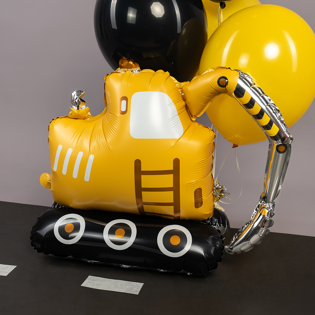 Шар 3D (37''/94 см) Фигура на подставке, Экскаватор, Сатин, 1 шт. в уп.