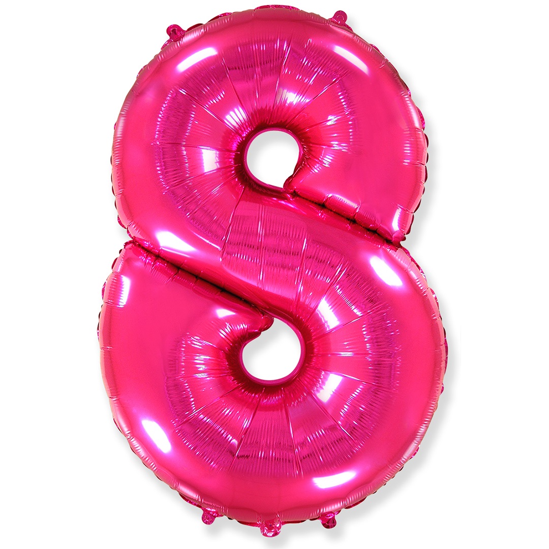Шар (40''/102 см) Цифра, 8, Фуше, 1 шт. в уп.
