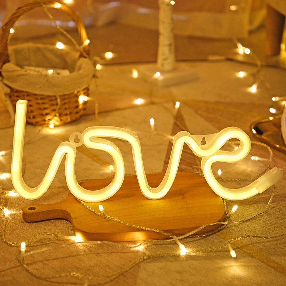 Световая надпись Love, 13*35 см. Теплый белый, 1 шт.