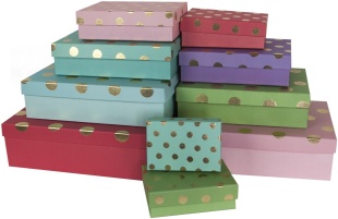 Набор коробок Золотой горох, Ассорти, Металлик, 37*27*11 см, 10 шт. в упак. 