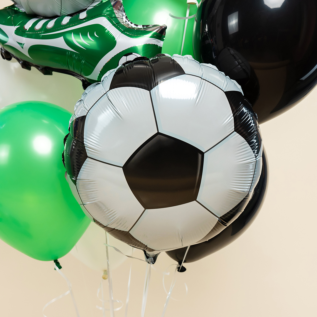 Шар (18''/46 см) Круг, Футбольный мяч, Черный, 1 шт.