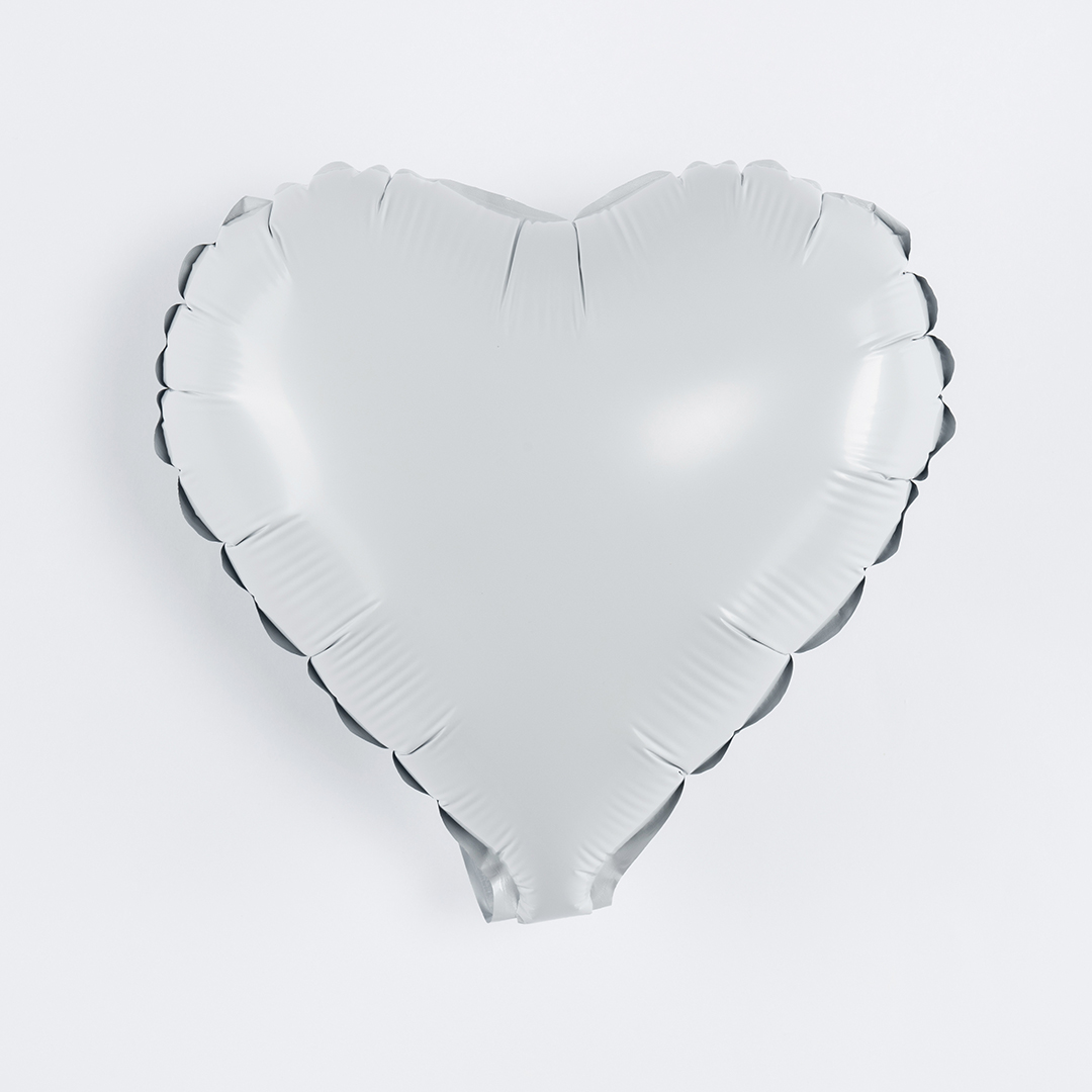 Шар с клапаном (10''/25 см) Мини-сердце, Белый, 1 шт.