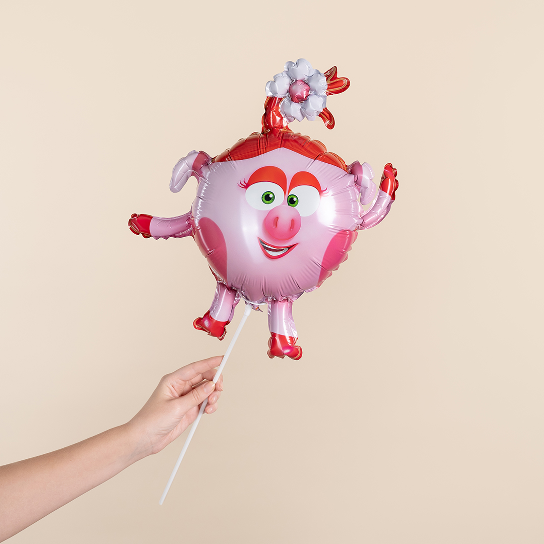 Шар с клапаном (17''/43 см) Мини-фигура, Смешарики, Нюша, 5 шт. в уп.